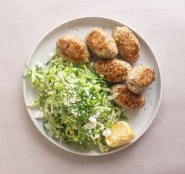 Greek Chicken Keftedes with Maroulosalata Salad
