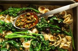 Sambal Sesame Crisp with Broccolini and Orecchiette