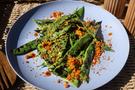 Blistered Runner Beans with Gochujang Pangrattato