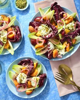 Stone Fruit & Chicory Salad with Burrata and Honey Dijon Vinaigrette